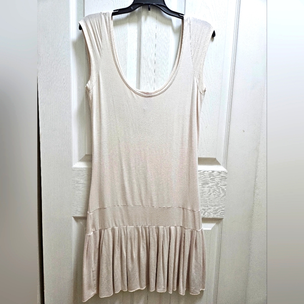 Free People Drop Waist Tank Dress Cream/Light Pink Size Medium